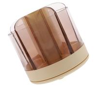 IWOWHERO Makeup Brush Holder Rotating Cosmetic Storage Organizer Compartments for Vanity Desk and Makeup Room Compact and Space-saving Lemon