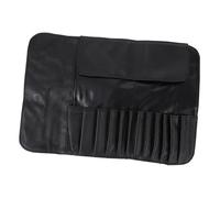 IWOWHERO Makeup Brush Organizer Bag Rolling Case Portable Makeup Brush Holder for Travel Home Use Black Imitation Leather 12 Elastic Pockets Easy to Roll Up Suitable for Women and Girls