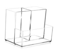 IWOWHERO Makeup Brush Storage Box Transparent Organizers Clear Makeup Organizer Case Holder Slot Cosmetics Compartment Desktop Dustproof Organiser for Desk Acrylic