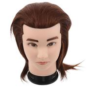 IWOWHERO Male Mannequin Head Real Hair Training Model for Hairdresser Practice Authentic Hair Styling Manikin for Haircut Braiding Cosmetology Salon Use and Barber Training