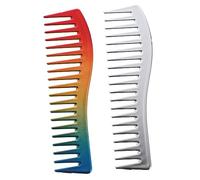 IWOWHERO Men's Hairdressing Comb Set 2pcs Abs Portable Pocket Comb Household Barber Tool Round Teeth for Back Hair