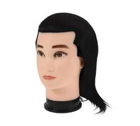 IWOWHERO Men's Teaching Wig Mannequin Head Human Hair for Barber Hairdressing Training Practice in Salon
