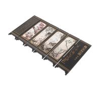 IWOWHERO Mini Chinese Style Folding Screen Divider Antique Lacquerware Desktop Panel with Double-sided Patterns Stable Decorative Partition for Living Office Bedroom Home Ornament