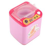 IWOWHERO Mini Electric Makeup Brush Cleaner Machine with Sponge for Deep Cleaning, Portable Makeup Brush Washer for Travel, Pink Swirl Design without Batteries