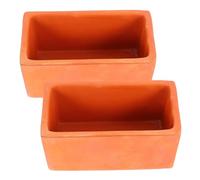IWOWHERO Mini Rectangular Terracotta Succulent Planters 2Pcs with Sturdy Construction, Clay Flower Pots for Indoor Plant Care and Outdoor Garden