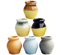 IWOWHERO Miniature Vase Model Set Micro Garden Vases Terracotta Clay Flower Pots Dollhouse Accessories Half Glazed Ceramic Pots for DIY House Window Showcase Props
