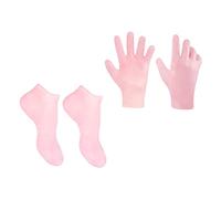 IWOWHERO Moisturizing Foot Socks and Hand Gloves for Dry Skin Care Soft Exfoliating Callus Remover Skin-Nourishing Protection for Cracked Heels and Rough Hands Comfortable Resilient Pink S