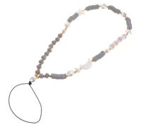 IWOWHERO Moon Star Beaded Phone Charm Strap Cute Kawaii Wrist Lanyard for Mobile Phone Camera Anti-lost Multi-purpose Soft Clay Handmade Gray