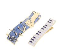 IWOWHERO Music Note Cat Hair Clips Metal Barrettes with Piano Key Elements Lightweight Hairpins for Women Casual and Formal Use