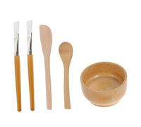 IWOWHERO Natural Wood Facial Mask Mixing Bowl Set with Soft Brushes Spatula Stirring Spoon DIY Beauty Salon Skin Care Tools for Even Application Safe Skin-friendly Kit