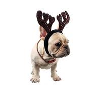 IWOWHERO Pet Antlers Hair Hoop Funny Christmas Headdress for Dogs Lightweight and Comfortable Design for Holiday Parties and Festive Costumes Brown