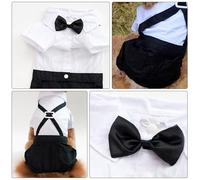 IWOWHERO Pet Suit for Dogs Cotton White Formal Costume Comfortable Tailored Fit Elegant Pet Outfit for Halloween and New Year's Eve Suit Style