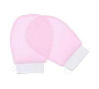 IWOWHERO Pink Body Exfoliating Gloves for Women, Dual-sided Bath Scrubbing Mitts with Massage Texture, Effective Dead Skin Remover Shower Gloves for Personal Care