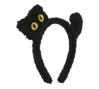 IWOWHERO Plush Cat Headband Black Cat Ears Halloween Costume Accessory for Women Girls Soft Fur Giant Plush Animal Headband for Washing Face Holiday Hairband