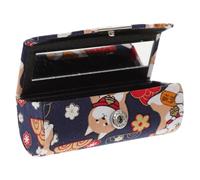 IWOWHERO Portable Lipstick Storage Box with Mirror, Japanese Style Small Lipstick Container Made of Cloth, Suitable for Daily Carry and Traveling, Elegant and Simple Design for Convenient