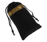 IWOWHERO Portable Velvet Tarot Card Storage Pouch with Drawstring Closure Small Lightweight Organizer for Tarot Cards Jewelry and Cosmetics Embroidered Black Bag for Travel and Home Use