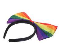 IWOWHERO Rainbow Pride Headband with Big Bowknot for Women, Six-color Striped Hair Accessory, Festival and Party Hairband for Lgbt Pride Events