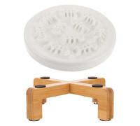IWOWHERO Raised Dog Dish Ceramic for Small Dogs and Cats Anti-falling Slow Feeder Bowl with Elevated Wood Stand Creative Slow Eating Pet Feeder for Mess-free Feeding Pet