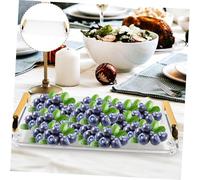 IWOWHERO Rectangular Household Dessert Tray with Double Handles Transparent Small Serving Tray for Fruits Snacks Coffee and Tea Practical Portable Fruit Plate for Daily Use and Parties