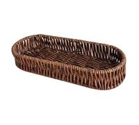 IWOWHERO Rectangular Rattan Bread Serving Basket Oval Wicker Storage Box for Bread Snacks and Utensils Deformation-resistant Design for Home Kitchen Restaurant Party Display