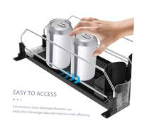 IWOWHERO Refrigerator Can Dispenser Sliding Tray with Drink Shelf Pusher for Fridge Organizer Easy Install Soda Can Holder for Pantry Cabinet Garage Cooler