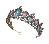 IWOWHERO Retro Gold Bridal Crown Tiara with Rhinestones, Handmade Elegant Hair Accessory for Bride and Female, Vintage Queen Headpiece for Wedding and Special Occasions