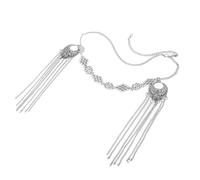 IWOWHERO Retro Tassel Headchain Boho Festival Jewelry Women Costume Headwear Egyptian Headpiece Fringed Forehead Chain Silver Metal Head Accessory
