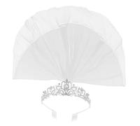 IWOWHERO Rhinestone Bridal Tiara with Veil Elegant Silver Crown Headpiece for Brides Bridesmaids and Wedding Accessories for Prom Banquets and Photography Women Coronation Hair Ornament