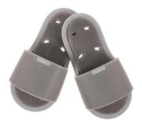 IWOWHERO Silicone Bathroom Massage Slippers with Anti-Slip Suction Cup Sole for Foot Scrubbing and Reflexology Grey Bedroom Foot Massager Shoes for Home Spa Relaxation and Arch Support