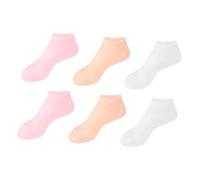 IWOWHERO Silicone Moisturizing Socks for Dry Cracked Feet Elastic Foot Covers for Women Flexible Stretchable Gel Spa Socks for Overnight Hydration and Heel Care Fit Pink Nude White