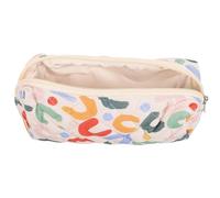 IWOWHERO Small Travel Pouch Cosmetic Bag with Spacious Interior Embroidered Quilted Cotton Makeup Brush Organizer for Teens and Women Portable Pencil Case for Toiletries and Stationery for