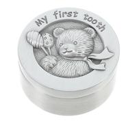 IWOWHERO Spacious Silver Alloy Baby First Tooth Box with Beautiful Decorative Design, for Storing Infant's First Tooth and Keepsake Gift for Newborns
