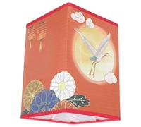 IWOWHERO Square Lampshade Chandelier Lamp Cover with Crane Pattern Artistic Bedside Lamp Accessory for Living and Bedroom Easy to Install Decorative Light Fixture