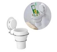 IWOWHERO Suction Cup Wall Mounted Toothbrush Holder with Gargle Cup Rack for Bathroom with Stainless Steel Rack Space-saving Mountable Holder for Men and Family