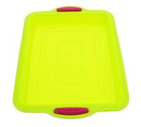 IWOWHERO Thickened Green Square Baking Tray Handle, Non-Stick Silicone Bread and Cake Tray for Home Baking and Biscuit Preparation