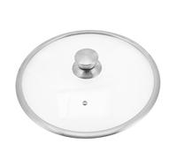 IWOWHERO Thickened Stainless Steel Tempered Glass Lid with Anti-heat Handle Multi-purpose Wok and Pot Cover for Household Cooking Visible Pan Lid for Safe Steam Release