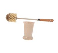 IWOWHERO Toilet Brush Set with Wooden Handle and Holder, Long Handled Bamboo Cleaning Brush with Soft Dense Bristles for Household Bathroom and Public Restrooms
