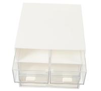 IWOWHERO Transparent Jewelry Storage Case with Dustproof Versatile Cosmetic and Stationery Organizer Box for Home Desktop and Compact White Cabinet