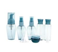 IWOWHERO Travel Refillable Bottles Set 9pcs Plastic Lotion Shampoo Containers Leakproof Portable Toiletries for Travel Pump Dispensers Blue