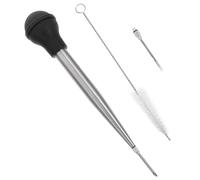 IWOWHERO Turkey Needle Meat Injector Seasoning Sauce Injector Stainless Steel Silicone Silicone Pump Head Black for BBQ and Cooking