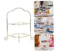 IWOWHERO Two-layer Iron Art Cake Display Rack Decorative Dessert Stand for Parties Weddings Food Display Tray for Cakes Fruit Pastries Creative European Style Serving Organizer