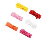 IWOWHERO Unisex Baby Headband Stretchable Hair Bands for Boys and Girls Bowknot Bow 6 Pieces Set White Orange Pink Red Yellow Rosy