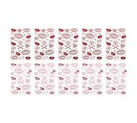 IWOWHERO Valentine's Day Rhinestone Lip Stickers 10pcs Heart-shaped Hollow Lips Design Red Pink Glitter Temporary Tattoos Face Gems for Festival Makeup