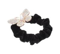 IWOWHERO Vintage Butterfly Hair Tie Rhinestones White Elastic Hair Scrunchy for Women and Teen Girls Ponytail Holder Styling