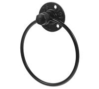 IWOWHERO Vintage Industrial Towel Ring Wall Mounted for Bathroom Kitchen Space-saving Black Towel Hanger with Retro Design Easy Installation and Storage Holder