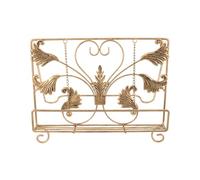 IWOWHERO Vintage Iron Cookbook Stand with Heavy Chain, Decorative and Reading Support Recipe Book Holder for Kitchen Counter or Room, Elegant European Style Metal Recipe Book Display Stand