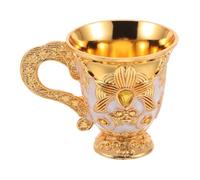 IWOWHERO Vintage Small Alloy Goblet for Ritual Offerings Embossed Flower Design Zinc Alloy Chalice for Banquet Party Bar Decor Portable Elegant Wine Drinking Cup
