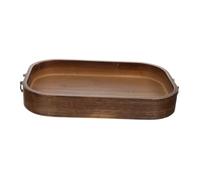 IWOWHERO Vintage Style Snack Serving Tray with Metal Handle Rectangular Food Storage Plate for Home Dining and Entertaining Practical Odorless Foot Tray