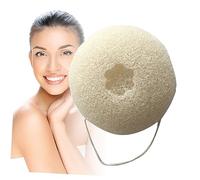IWOWHERO Washing Sponge Active Bamboo Powder for Deep Facial Cleansing Biodegradable Exfoliating Sponge for Skin Care Gentle Makeup Removal Beige