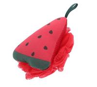 IWOWHERO Watermelon Red Dual-use Exfoliating Bath Sponge and Shower Loofah Fine Fiber Body and Face Scrubber for Adults Compact Travel-Friendly Bath Pouf for Deep Cleansing and Skin